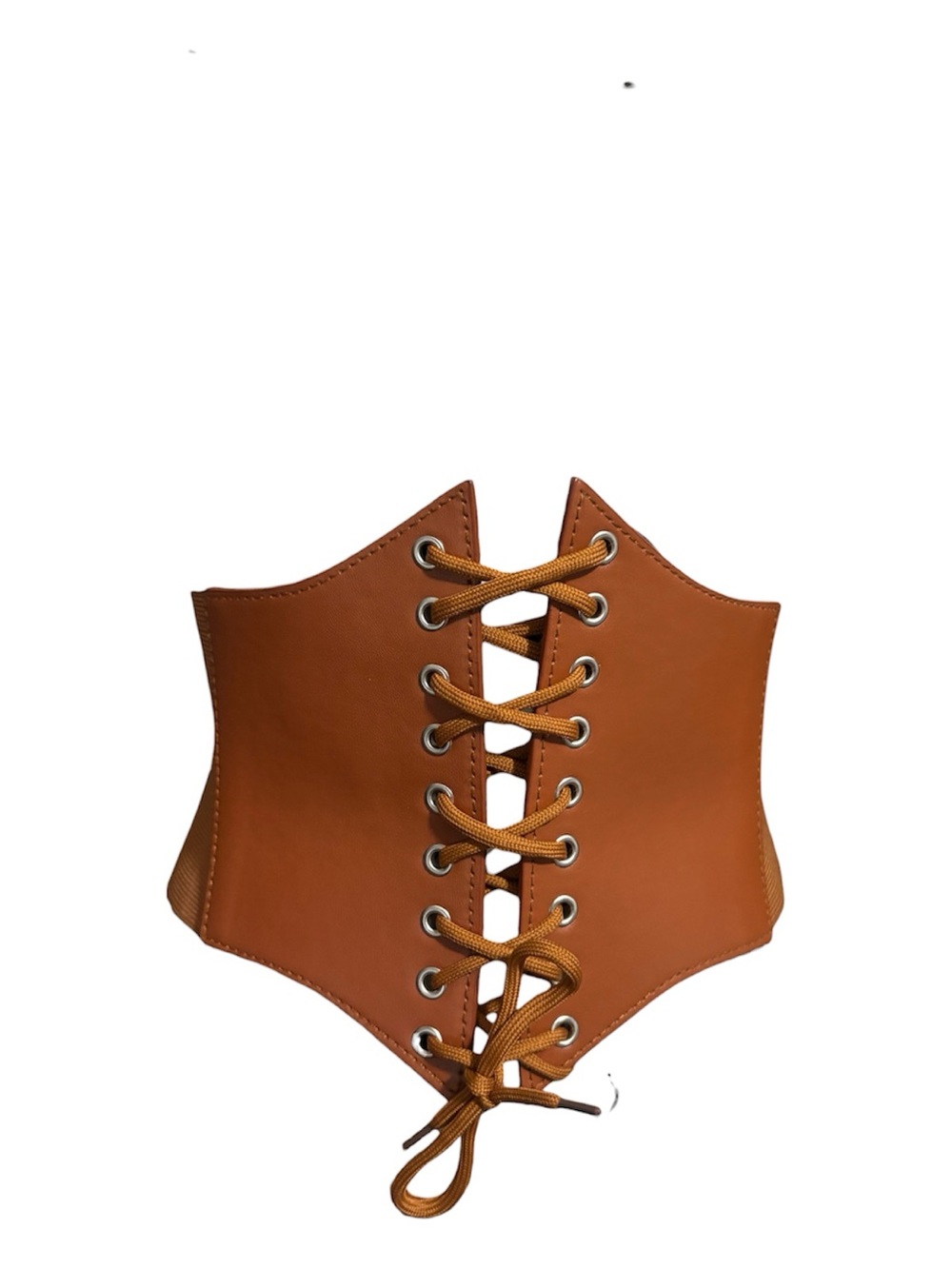 Brown Lace-Up Wide Waist Corset Belt